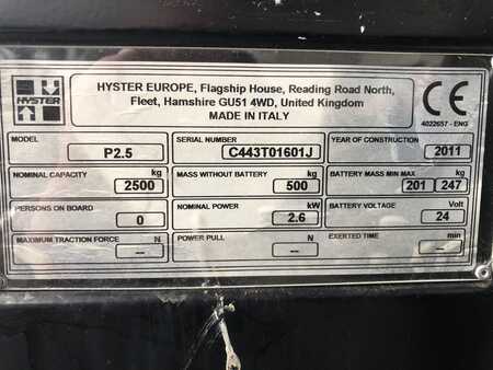 Hyster P 2.5     950 mm  Breit